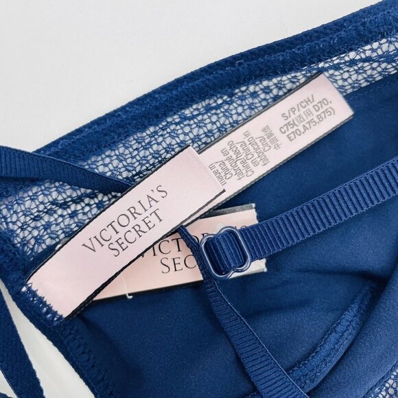 Victorias Secret Womens Size Small Crossover Strappy Triangle Bralette Blue 757 - Picture 6 of 7